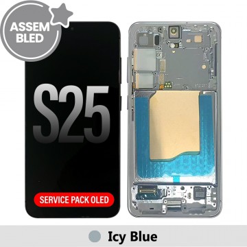 ASSEMBLED OLED Screen Replacement for Samsung Galaxy S25 S931B-Icy Blue (SERVICE PACK SCREEN BUT REFURBISH FRAME ASSEMBLED BY CRAZY)