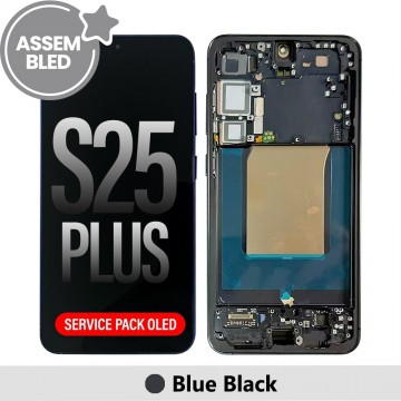 ASSEMBLED OLED Screen Replacement with Frame for Samsung Galaxy S25 Plus S936B-Blue Black (SERVICE PACK SCREEN BUT REFURBISH FRAME ASSEMBLED BY CRAZY)
