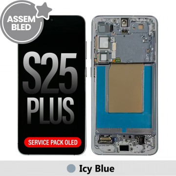 ASSEMBLED OLED Screen Replacement with Frame for Samsung Galaxy S25 Plus S936B-Icy Blue (SERVICE PACK SCREEN BUT REFURBISH FRAME ASSEMBLED BY CRAZY)