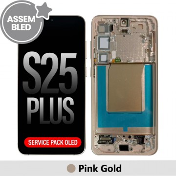 ASSEMBLED OLED Screen Replacement with Frame for Samsung Galaxy S25 Plus S936B-Pink Gold (SERVICE PACK SCREEN BUT REFURBISH FRAME ASSEMBLED BY CRAZY)