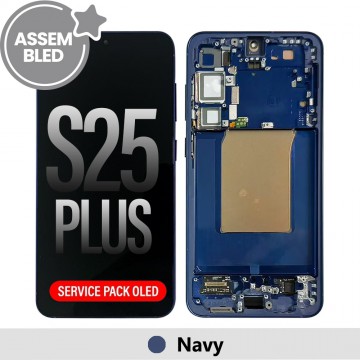 ASSEMBLED OLED Screen Replacement with Frame for Samsung Galaxy S25 Plus S936B-Navy (SERVICE PACK SCREEN BUT REFURBISH FRAME ASSEMBLED BY CRAZY)