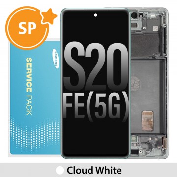 Samsung Galaxy S20 FE G780 / G781 OLED Screen Replacement with Frame Digitizer GH82-24220B/GH82-24214B/GH82-24219B/GH82-31328B (Service Pack)-Cloud White