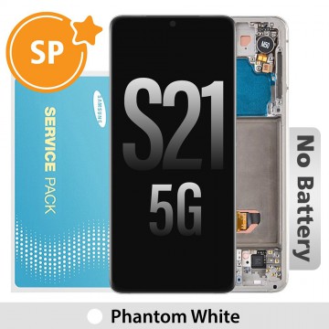Samsung Galaxy S21 5G G991 OLED Screen Replacement with Frame Digitizer Without Battery GH82-24544C (Service Pack)-Phantom White 