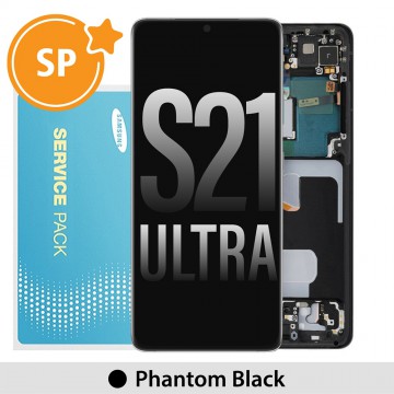 Samsung Galaxy S21 Ultra 5G G998 OLED Screen Replacement with Frame Digitizer GH82-26035A/GH82-26036A (Service Pack)-Phantom Black