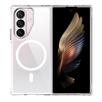 Crystal Clear Transparent Case Cover With Magnetic Ring for Samsung Galaxy Z Fold7-Transparent