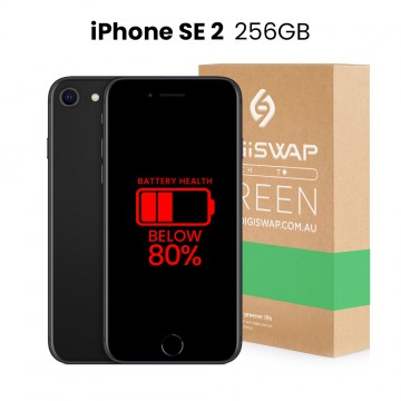 Apple Used Fully Functional iPhone SE 2nd Gen 256GB Below 80% Battery Health - Grade B+ (Excellent)