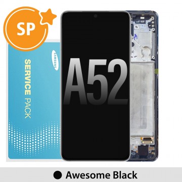 Samsung Galaxy A52 A525 / A526 OLED Screen Replacement with Frame GH82-25526A / GH82-25229A (Service Pack)-Awesome Black