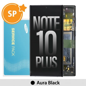 Samsung Galaxy Note 10 Plus N975F / 5G N976B OLED Screen Replacement with Frame Digitizer GH82-20900A/20838A (Service Pack)-Aura Black special edition,the only difference is the button is red,Pls change button by using old screen