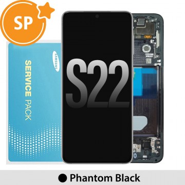 Samsung Galaxy S22 5G S901B OLED Screen Replacement Digitizer with Frame GH82-27520A/27521A (Service Pack)-Phantom Black