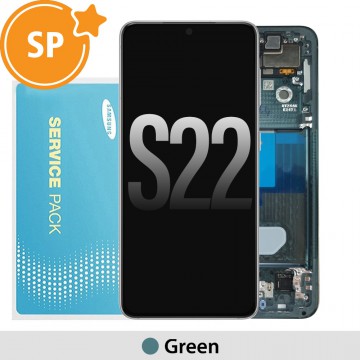 Samsung Galaxy S22 5G S901B OLED Screen Replacement Digitizer with Frame GH82-27520C/27521C (Service Pack)-Green