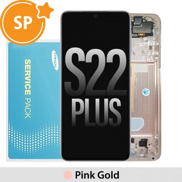 Samsung Galaxy S22 Plus 5G S906B OLED Screen Replacement with Frame Digitizer GH82-27500D/27501D (Service Pack)-Pink Gold