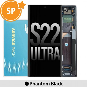 Samsung Galaxy S22 Ultra 5G S908B OLED Screen Replacement with Frame Digitizer GH82-27488A (Service Pack)-Phantom Black