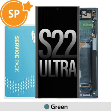 Samsung Galaxy S22 Ultra 5G S908B OLED Screen Replacement with Frame Digitizer GH82-27488D/27489D (Service Pack)-Green
