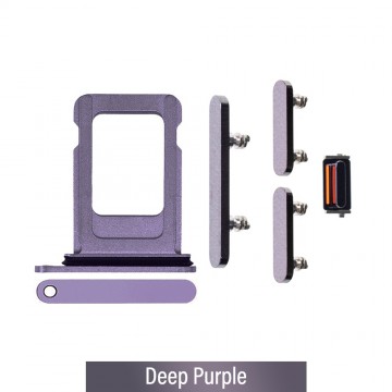 Single SIM Card Tray and Side Button for iPhone 14 Pro / 14 Pro Max-Deep Purple