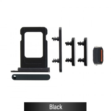 Single SIM Card Tray and Side Button for iPhone 15 / 15 Plus-Black