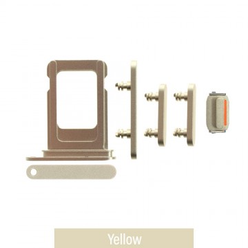 Single SIM Card Tray and Side Button for iPhone 15 / 15 Plus-Yellow