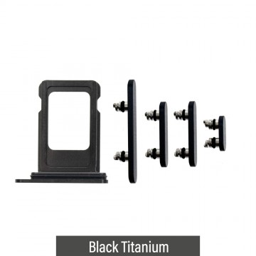 Single SIM Card Tray and Side Button for iPhone 15 Pro / 15 Pro Max-Black Titanium