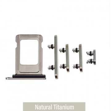 Single SIM Card Tray and Side Button for iPhone 15 Pro / 15 Pro Max-Natural Titanium