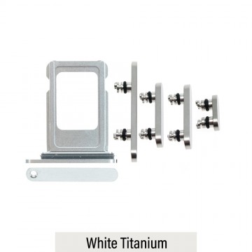 Single SIM Card Tray and Side Button for iPhone 15 Pro / 15 Pro Max-White Titanium