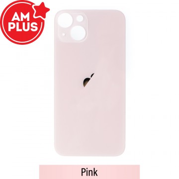 AMPLUS Rear Glass With 3M Adhesive Replacement for iPhone 13 (Camera Frame Aseembly by Factory)-Pink