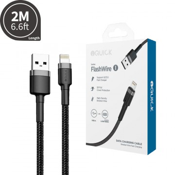 iQuick Braided Lightning to USB-A Fast Charging Cable 2M