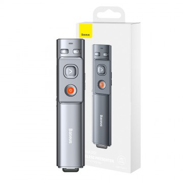 Baseus Orange Dot Wireless Presenter (Red Laser) (Charging Version)-Grey