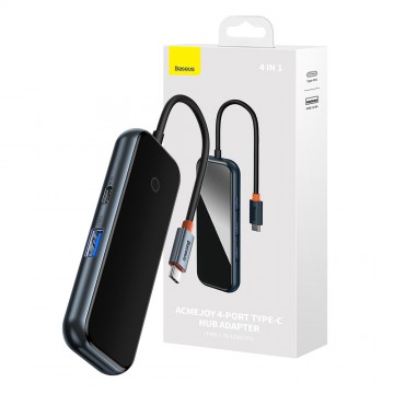 Baseus AcmeJoy 4-Port Type-C HUB Adapter (Type-C to USB3.0*4)-Dark Gray