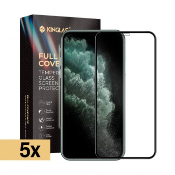 Kinglas 5 Packs Screen Printing Full Screen Black Edge Tempered Glass Screen Protector For iPhone XR / 11