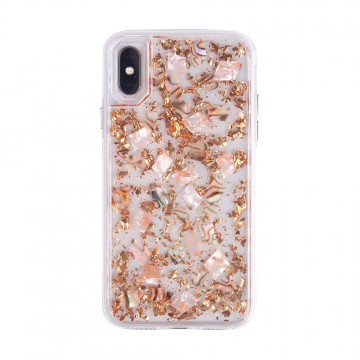 Dried Flower Bling Gold Foil Clear Case Cover for iPhone X / XS