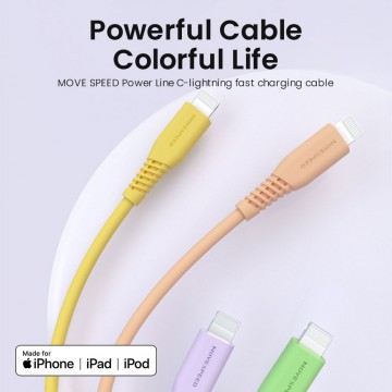 MOVE SPEED 30W USB-C to Lightning Colorful Charging Cable 1.2m (YSUCM04-CL12)