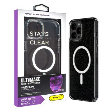 Ultimake Shockproof Transparent Case Cover With Magnetic Ring for iPhone 13 Pro-Transparent