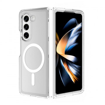 Ultimake Shockproof Transparent Case Cover With Magnetic Ring for Samsung Galaxy Z Fold5-Transparent